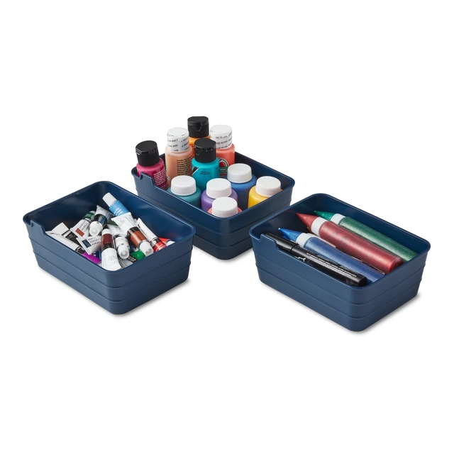 Alt view image 4 of 6 - Mainstays 2 Pack Flexible Drawer Organizers Set of 3, 7in x 5.2in x 2.9in, Blue