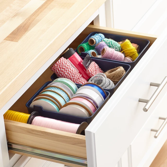 Alt view image 6 of 6 - Mainstays 2 Pack Flexible Drawer Organizers Set of 3, 7in x 5.2in x 2.9in, Blue