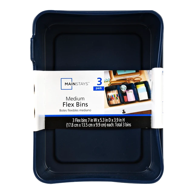 Alt view image 3 of 6 - Mainstays 2 Pack Flexible Drawer Organizers Set of 3, 7in x 5.2in x 2.9in, Blue