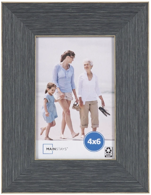Main image of Mainstays 4x6 Picture Frame, Chambray Blue with Brown Accents, Tabletop