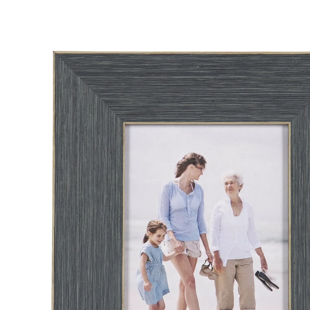 Alt view image 3 of 6 - Mainstays 4x6 Picture Frame, Chambray Blue with Brown Accents, Tabletop