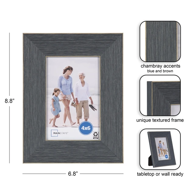 Alt view image 5 of 6 - Mainstays 4x6 Picture Frame, Chambray Blue with Brown Accents, Tabletop