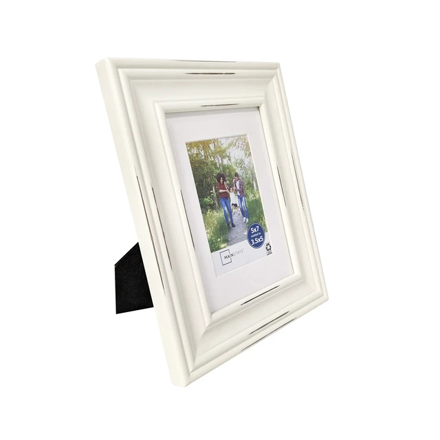 Alt view image 6 of 6 - Mainstays 5 x 7 Distressed White Picture Frame with 3.5 x 5 White Mat for Tabletop or Wall Display