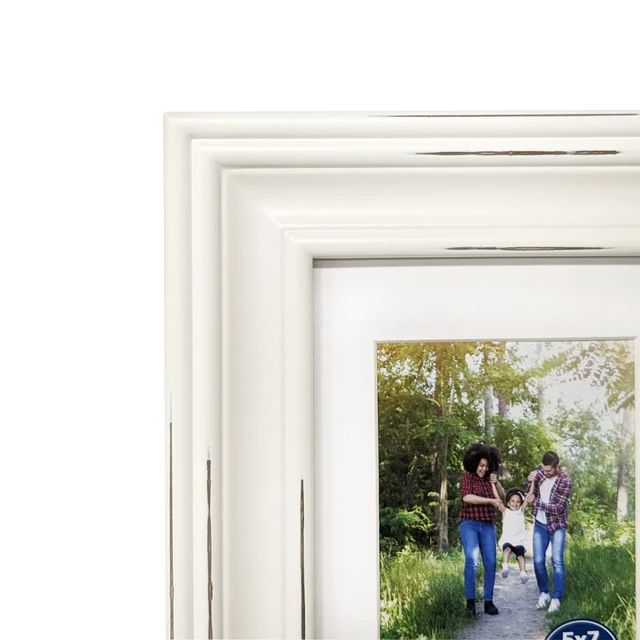 Alt view image 3 of 6 - Mainstays 5 x 7 Distressed White Picture Frame with 3.5 x 5 White Mat for Tabletop or Wall Display