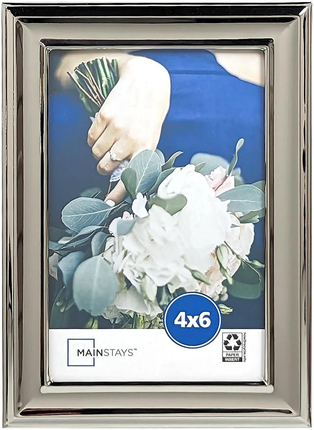 Main image of Mainstays 4x6 Silver Finish Metal Picture Frame, Tabletop or Wall Display