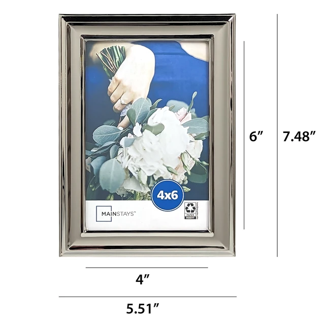 Alt view image 4 of 7 - Mainstays 4x6 Silver Finish Metal Picture Frame, Tabletop or Wall Display