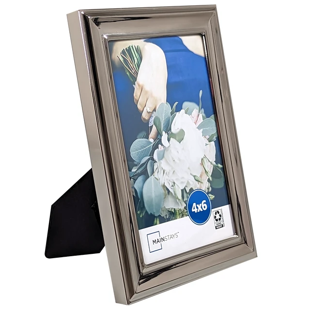 Alt view image 3 of 7 - Mainstays 4x6 Silver Finish Metal Picture Frame, Tabletop or Wall Display