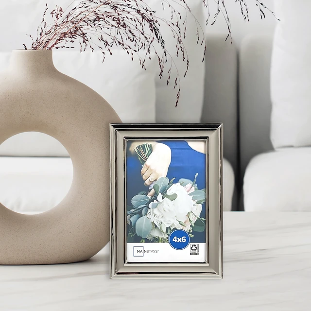 Alt view image 5 of 7 - Mainstays 4x6 Silver Finish Metal Picture Frame, Tabletop or Wall Display
