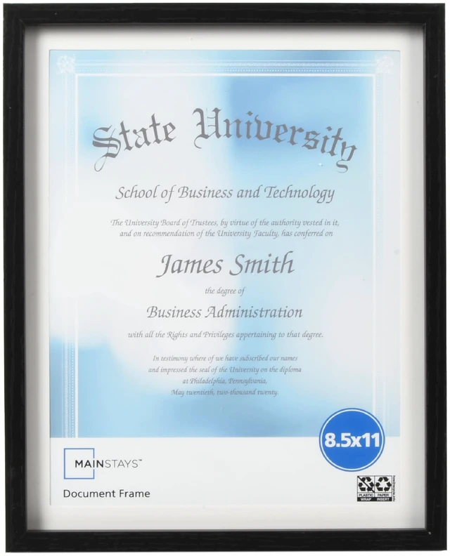 Main image of Mainstays Black 8.5"x11" Document Picture Frame for Wall or Tabletop Display 1-Pack
