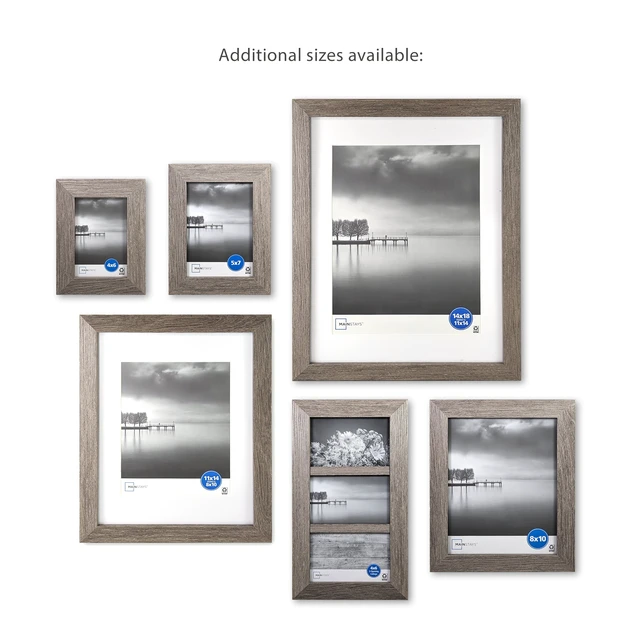 Alt view image 7 of 7 - Mainstays 8 x 10 Rustic Gray Wide Bevel Gallery Picture Frame, Tabletop or Wall Display
