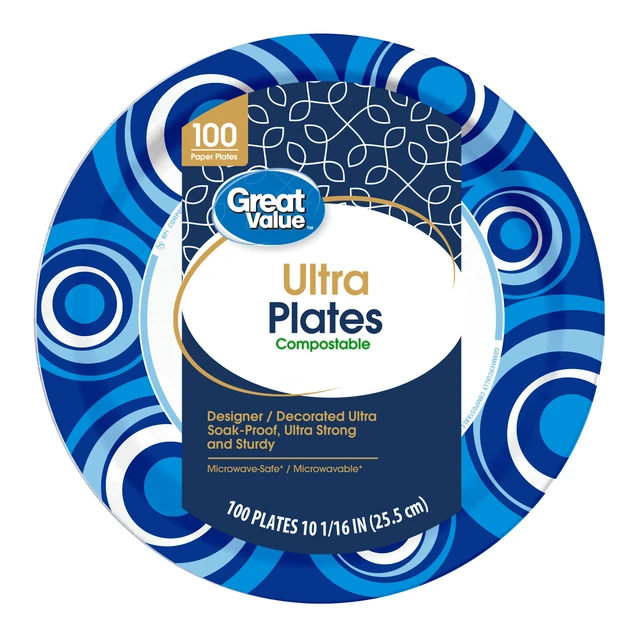 Alt view image 5 of 6 - Ultra 10 in Disposable Paper Plates, 100 Count, Great Value