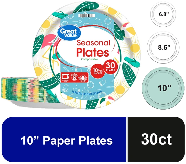 Main image of Great Value Seasonal Disposable Paper Plates, 10in, 30Count