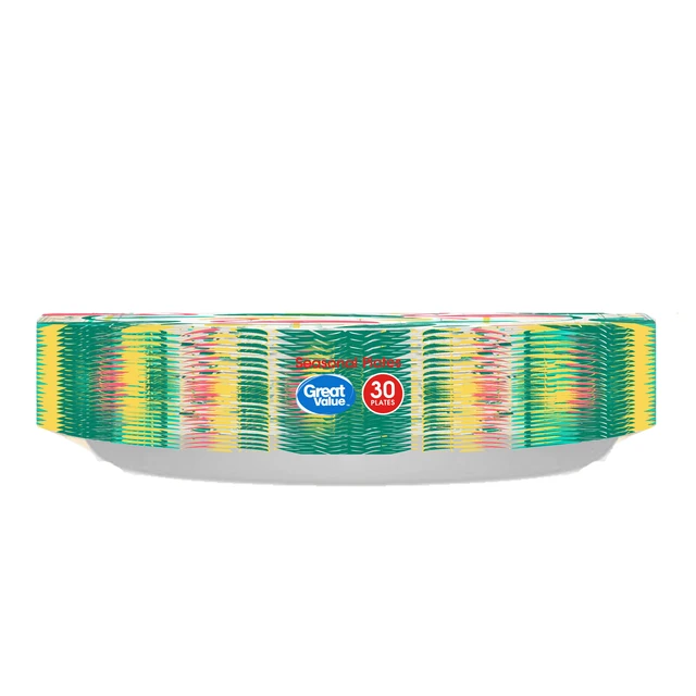 Alt view image 6 of 6 - Great Value Seasonal Disposable Paper Plates, 10in, 30Count