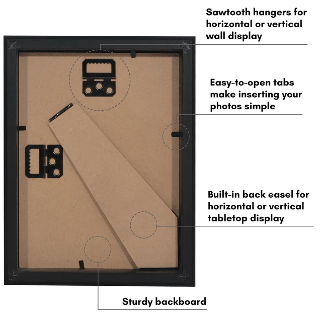 Alt view image 5 of 5 - Americanflat 6x8 Picture Frame with Shatter-Resistant Glass and 5x7 Mat, Soho Collection - Black