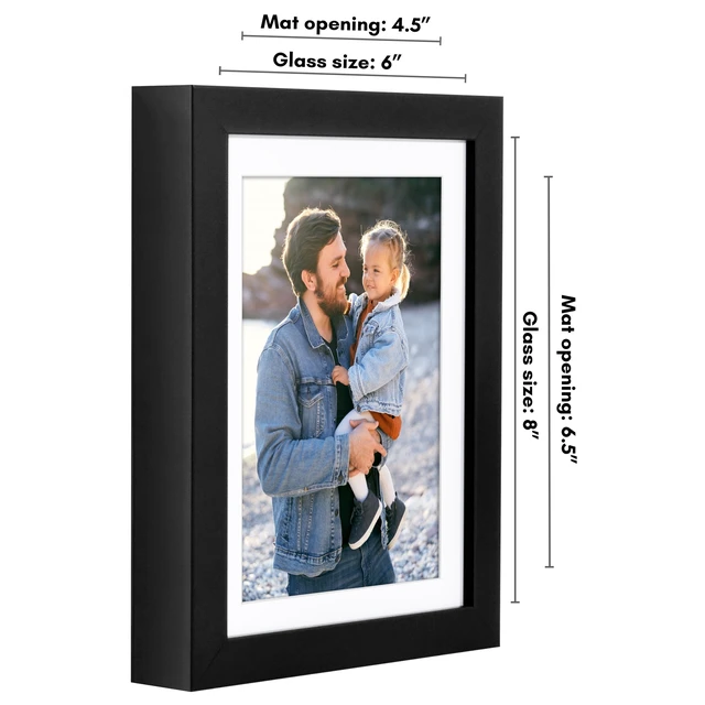 Alt view image 4 of 5 - Americanflat 6x8 Picture Frame with Shatter-Resistant Glass and 5x7 Mat, Soho Collection - Black