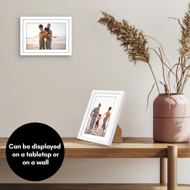 Alt view image 5 of 5 - Americanflat 5x7 Picture Frame with Shatter-Resistant Glass and 4x6 Mat, Streamline, White