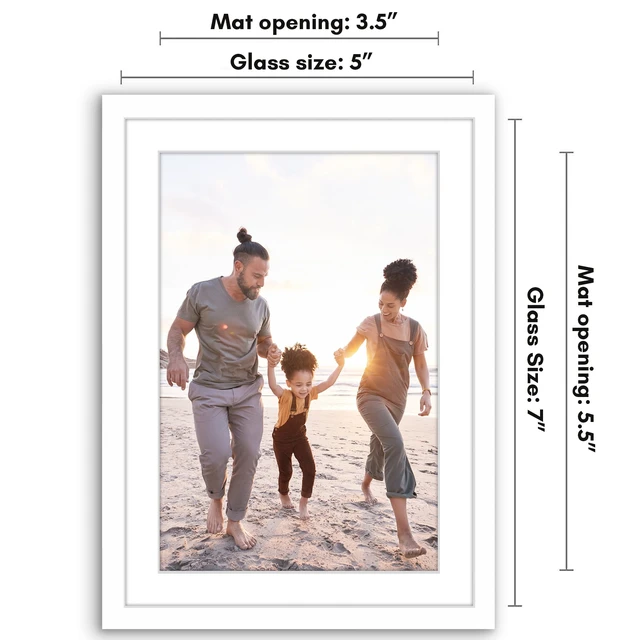 Alt view image 3 of 5 - Americanflat 5x7 Picture Frame with Shatter-Resistant Glass and 4x6 Mat, Streamline, White