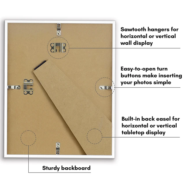 Alt view image 2 of 7 - Americanflat 8x10 Picture Frame with Shatter-Resistant Glass, Streamline Collection, Thin Border - White