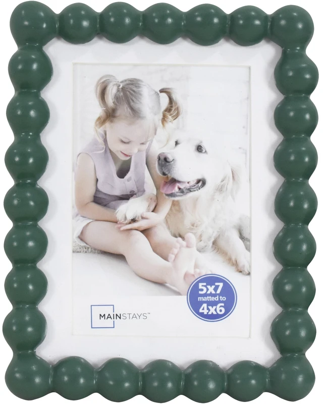 Main image of Mainstays Greenbrier Bubble Beaded Picture Frame, 5x7, Matted to 4x6, Green, Wall or Tabletop Display