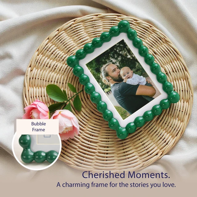 Alt view image 3 of 6 - Mainstays Greenbrier Bubble Beaded Picture Frame, 5x7, Matted to 4x6, Green, Wall or Tabletop Display