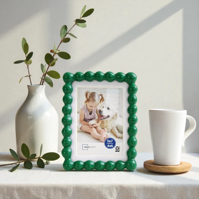 Alt view image 6 of 6 - Mainstays Greenbrier Bubble Beaded Picture Frame, 5x7, Matted to 4x6, Green, Wall or Tabletop Display
