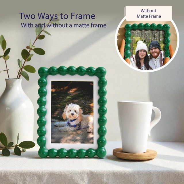 Alt view image 5 of 6 - Mainstays Greenbrier Bubble Beaded Picture Frame, 5x7, Matted to 4x6, Green, Wall or Tabletop Display