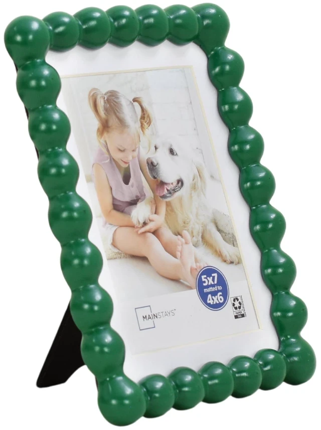 Alt view image 4 of 6 - Mainstays Greenbrier Bubble Beaded Picture Frame, 5x7, Matted to 4x6, Green, Wall or Tabletop Display