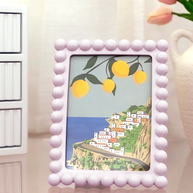 Alt view image 4 of 5 - OneDesign Home 4X6 Glossy Blush Beaded Resin Tabletop Picture Frame