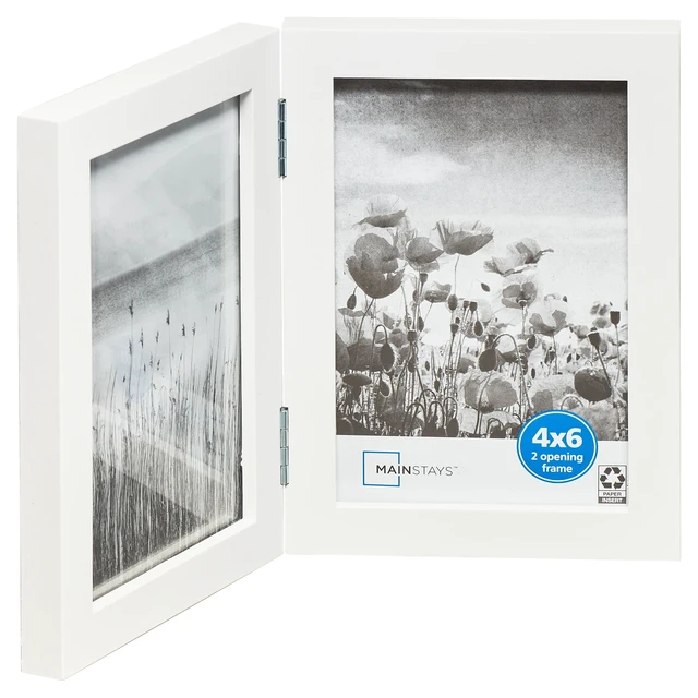 Alt view image 5 of 6 - Mainstays Hinged Double 4x6 Tabletop Picture Frame, White