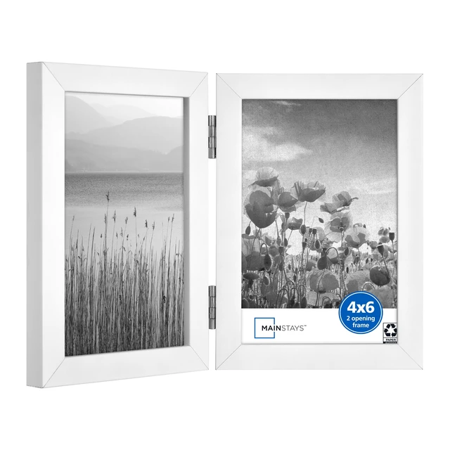 Alt view image 6 of 6 - Mainstays Hinged Double 4x6 Tabletop Picture Frame, White
