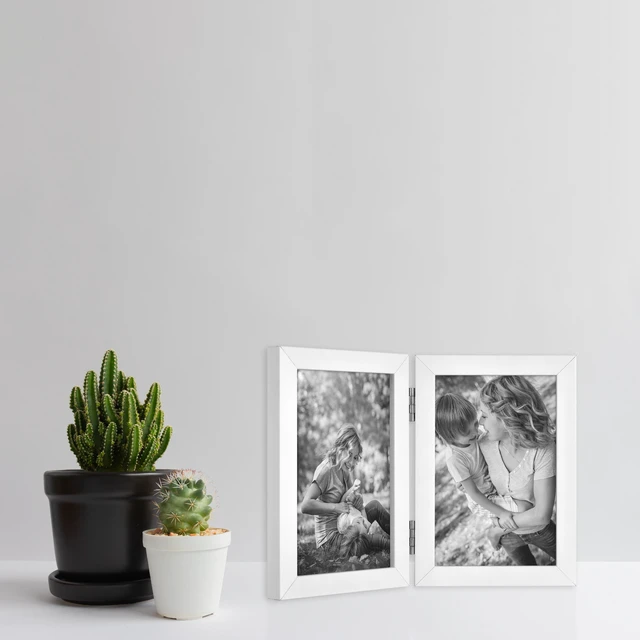 Alt view image 2 of 6 - Mainstays Hinged Double 4x6 Tabletop Picture Frame, White