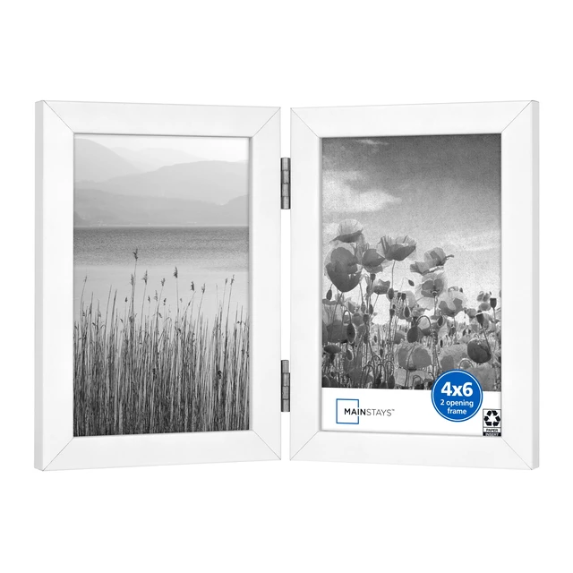 Alt view image 3 of 6 - Mainstays Hinged Double 4x6 Tabletop Picture Frame, White