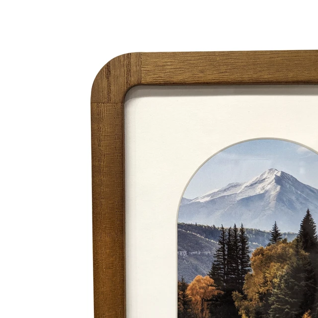 Alt view image 4 of 6 - Mainstays 6x8 Picture Frame, Walnut Finish, White Arched Mat for 4x6 Photo, Rounded Corners