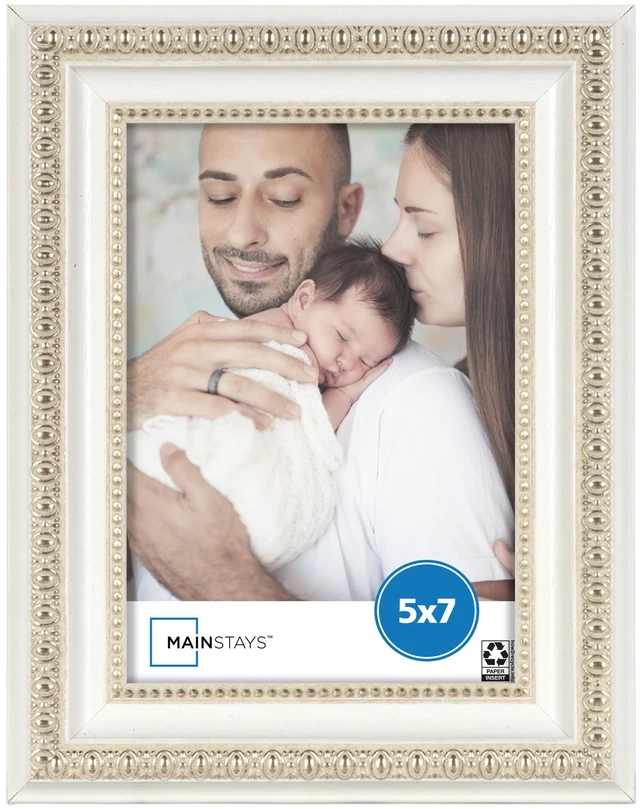 Main image of Mainstays 5 x 7 White Ornate Tabletop Picture Frame