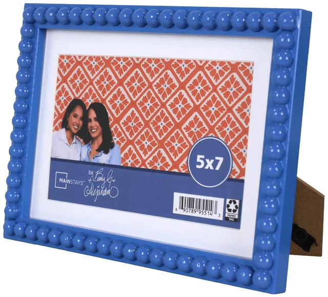 Main image of Mainstays by Becky G. & Alejandra Beaded Photo Frame, Blue Eyes, 4x6in with Mat or 5x7in