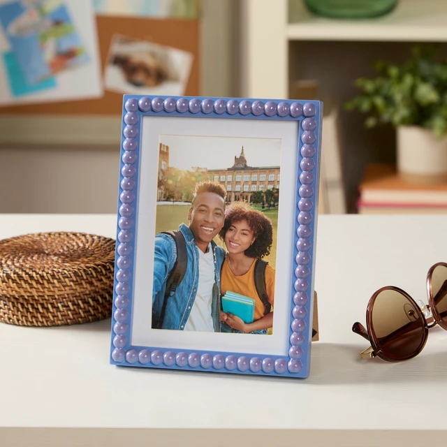 Alt view image 5 of 6 - Mainstays by Becky G. & Alejandra Beaded Photo Frame, Blue Eyes, 4x6in with Mat or 5x7in