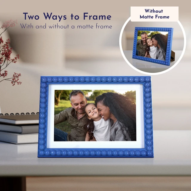 Alt view image 2 of 6 - Mainstays by Becky G. & Alejandra Beaded Photo Frame, Blue Eyes, 4x6in with Mat or 5x7in