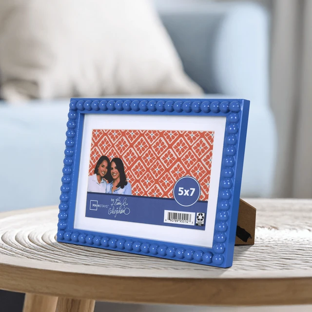 Alt view image 4 of 6 - Mainstays by Becky G. & Alejandra Beaded Photo Frame, Blue Eyes, 4x6in with Mat or 5x7in