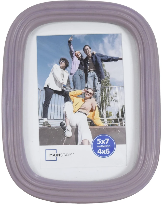 Main image of Mainstays 5x7 Picture Frame Matted to 4x6, Hazy Purple Ribbed Rounded Corner, Wall or Tabletop