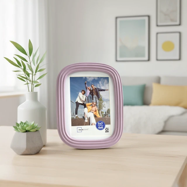 Alt view image 6 of 6 - Mainstays 5x7 Picture Frame Matted to 4x6, Hazy Purple Ribbed Rounded Corner, Wall or Tabletop