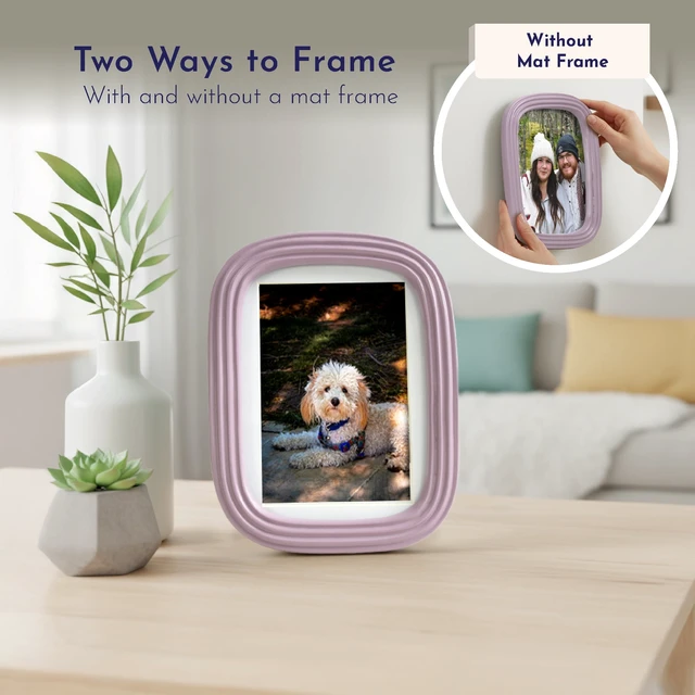 Alt view image 3 of 6 - Mainstays 5x7 Picture Frame Matted to 4x6, Hazy Purple Ribbed Rounded Corner, Wall or Tabletop