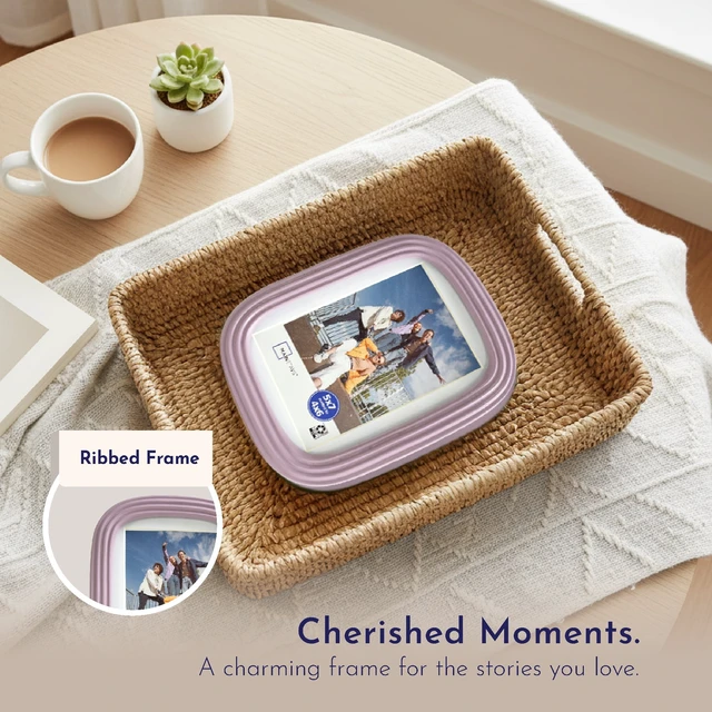 Alt view image 2 of 6 - Mainstays 5x7 Picture Frame Matted to 4x6, Hazy Purple Ribbed Rounded Corner, Wall or Tabletop
