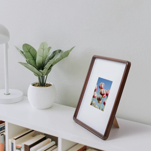Alt view image 2 of 6 - Mainstays 11.75in x 11.75in Brown Rounded Square Picture Frame, Matted for 5x5 Photo