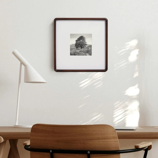 Alt view image 4 of 6 - Mainstays 11.75in x 11.75in Brown Rounded Square Picture Frame, Matted for 5x5 Photo