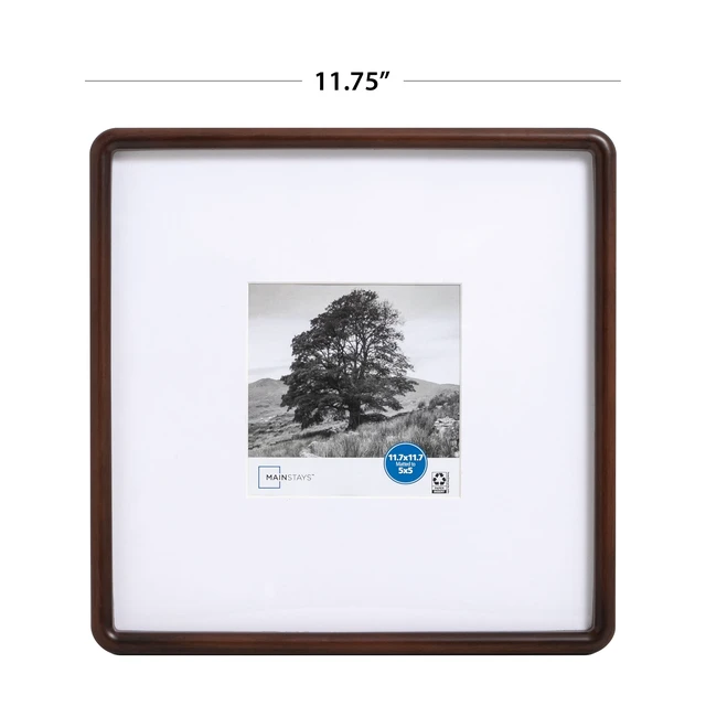 Alt view image 3 of 6 - Mainstays 11.75in x 11.75in Brown Rounded Square Picture Frame, Matted for 5x5 Photo