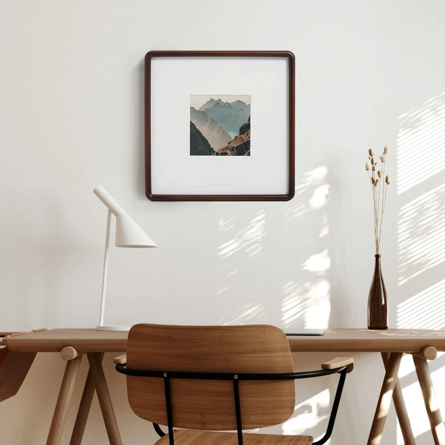 Alt view image 6 of 6 - Mainstays 11.75in x 11.75in Brown Rounded Square Picture Frame, Matted for 5x5 Photo