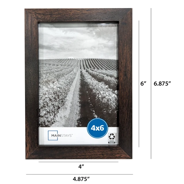 Alt view image 6 of 6 - Mainstays 4 x 6 Picture Frame (2 Pack), Brown, Tabletop or Wall Display