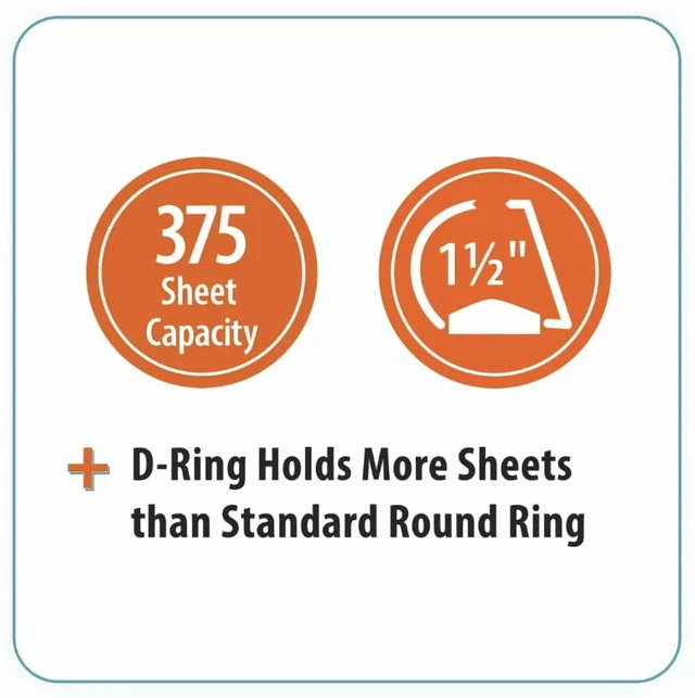 Alt view image 6 of 7 - Pen+Gear Durable View 1.5in D-Ring Binder, White (2 Pack)