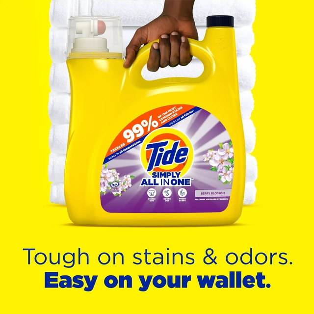 Alt view image 6 of 6 - Tide Simply Laundry Detergent Liquid, Berry Blossom Scent, 117Fl Oz, 89Loads