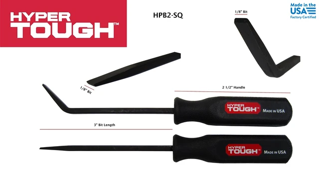 Alt view image 4 of 6 - Hyper Tough Mini Handled Steel Pry Bar Set with Straight and Curved Blades